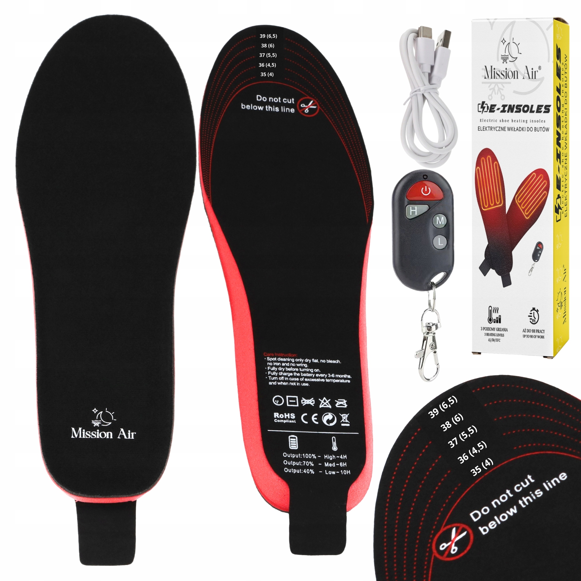 Vyhřívané Vložky Do Bot Bezdrátové Vestavěné Baterie Dálkové Ovládání 35-40