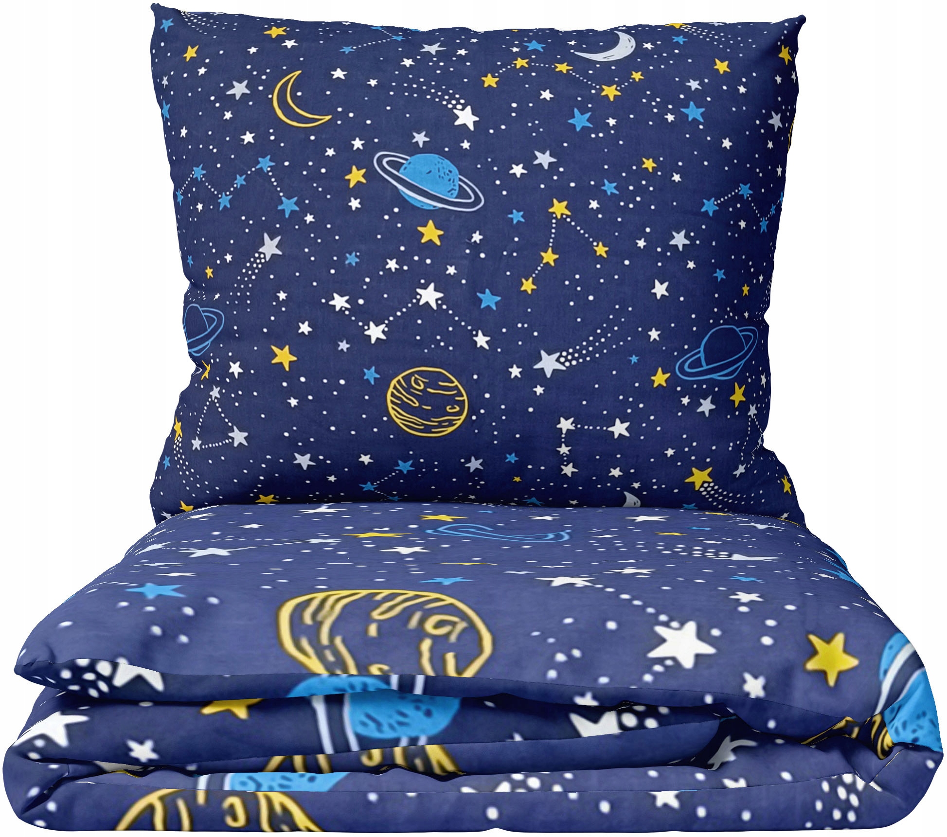 POŚCIEL DZIECIĘCA 100x160 KOMPLET DO ŁÓŻECZKA BAWEŁNIANA GWIAZDY KOSMOS