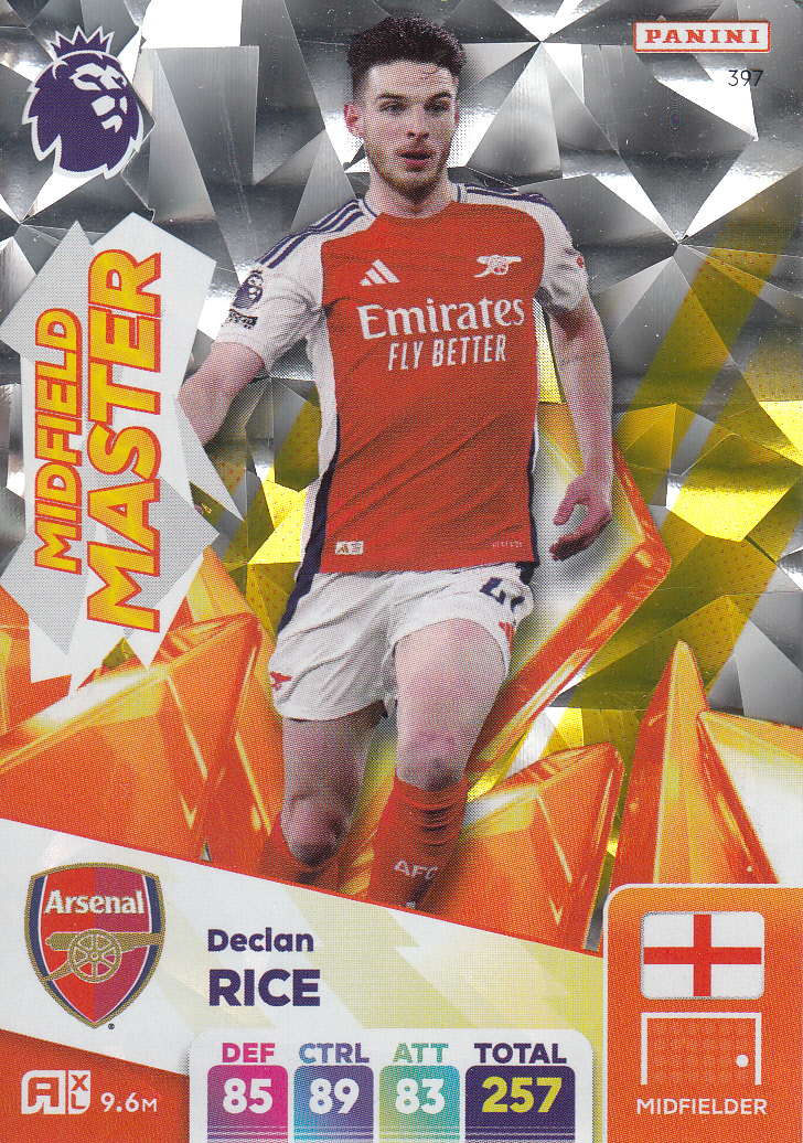Premier League 2025 Adrenalyn XL karta Midfield Master Rice 397