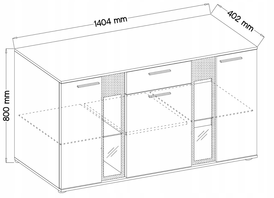 Zestaw Meblościanka + KOMODA SONIA DĄB SONOMA 4Kol Montaż meble do samodzielnego montażu