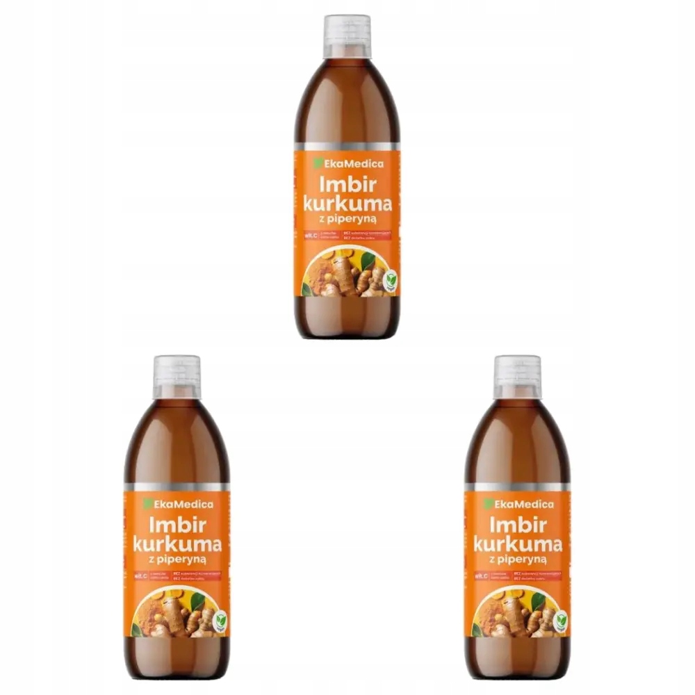 3x EkaMedica Imbir Kurkuma z piperyną, sok 500 ml
