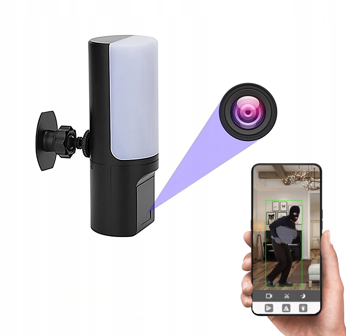 Skrytá Wifi Kamera Nástěnná Lampa Detekce Pohybu Živý Náhled MKTY17