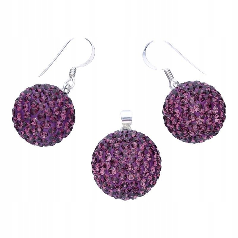 Sada šperků kuličky stříbro 925 dámské s fialovými zirkony