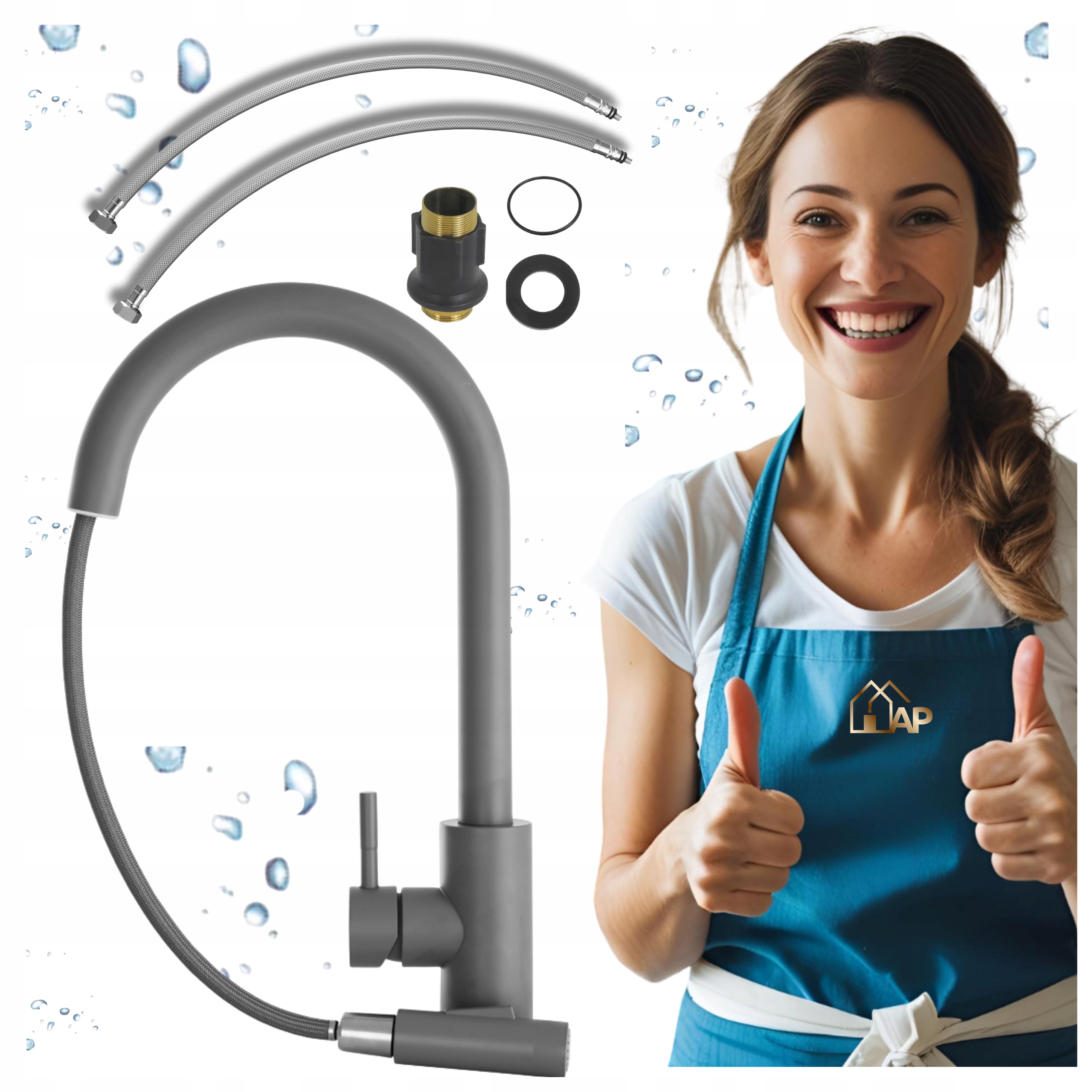 Kuchyňská baterie vytahovací sprcha stojící Šedá kuchyňská baterie Tora Slim