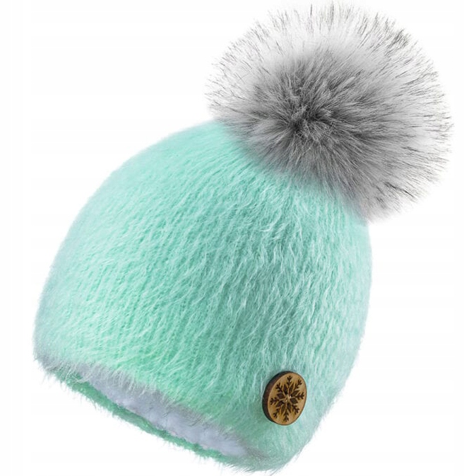 

Mocherowa Ciepła Czapka z pomponem Woolk Adele