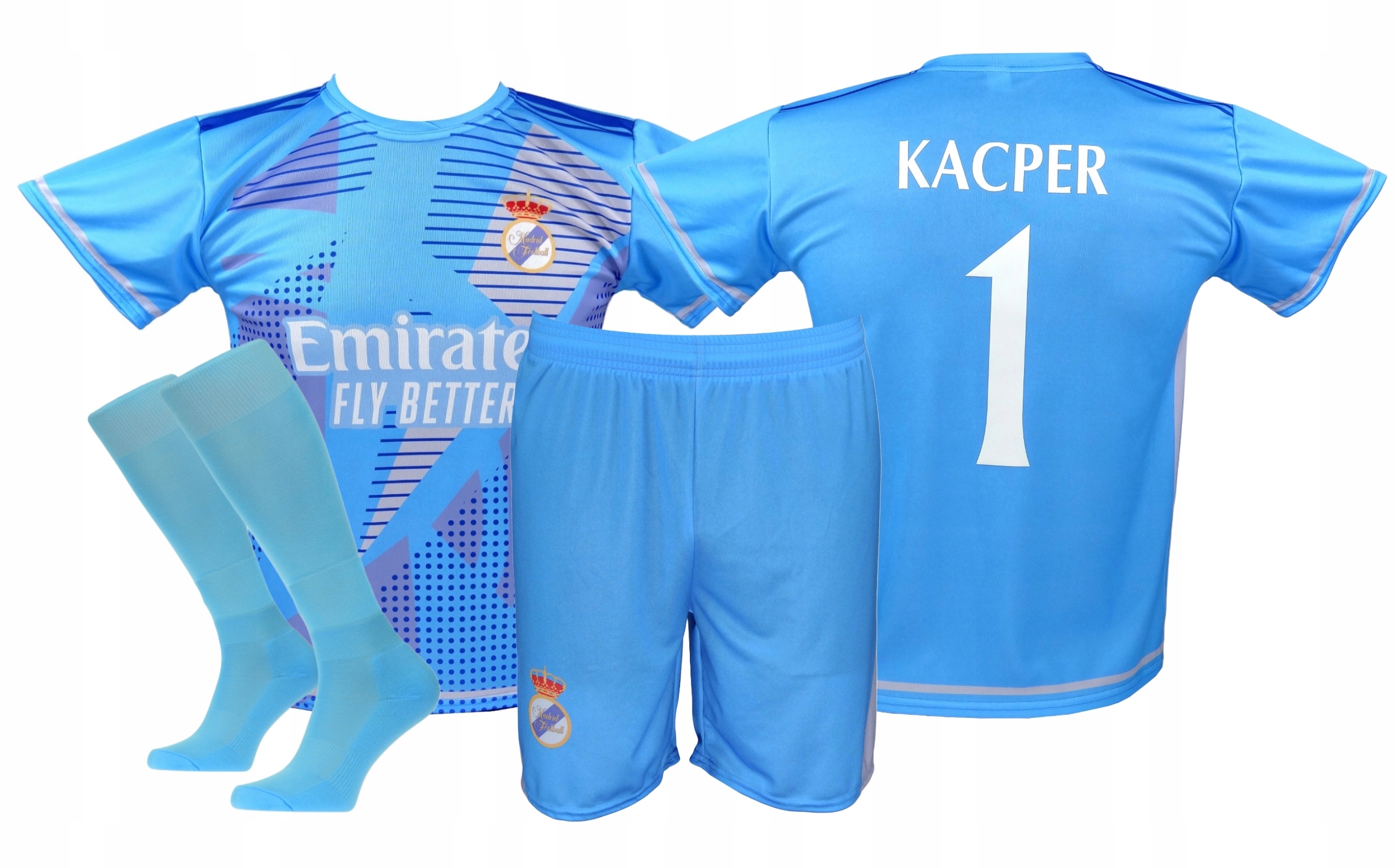 Courtois lub Nadruk strój sportowy piłkarski koszulka spodenki getry 158