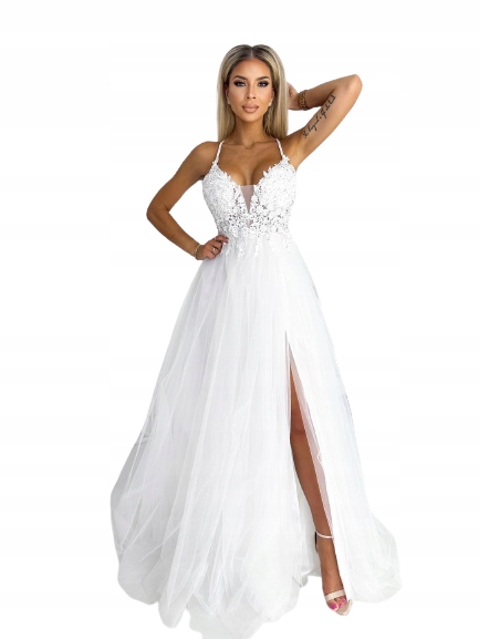 Jolie Bílá Dlouhá Tylová Šaty Princezna s svatební Gipiurou S