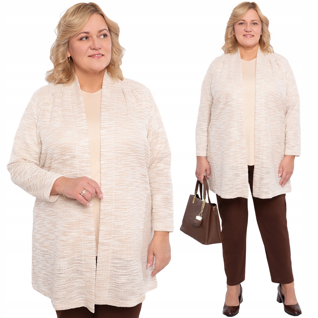 Béžový kardigan se stříbrnou nití 52