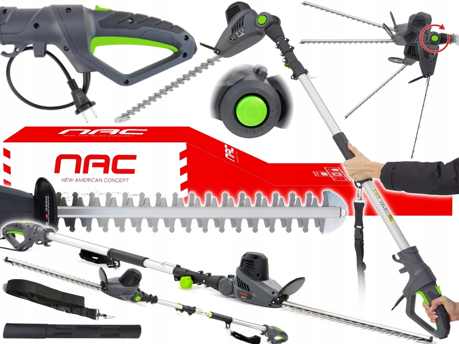 Nac Nożyce Elektryczne Do Żywopłotu teleskopowe na wysięgniku PHE60-CH 600W