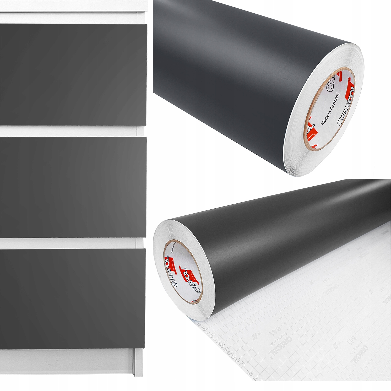 

Tapeta Grafitowa Mat Rolka 10m Pcv Okleina Meblowa