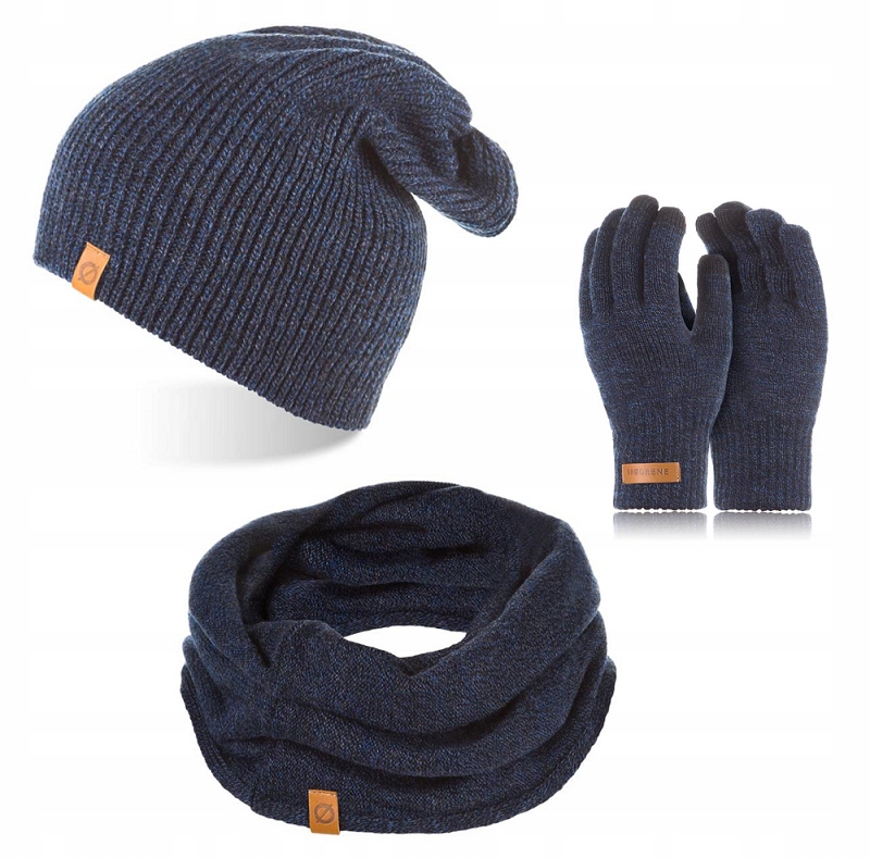 Tmavě modrá zimní sada: Čepice Nákrčník rukavice