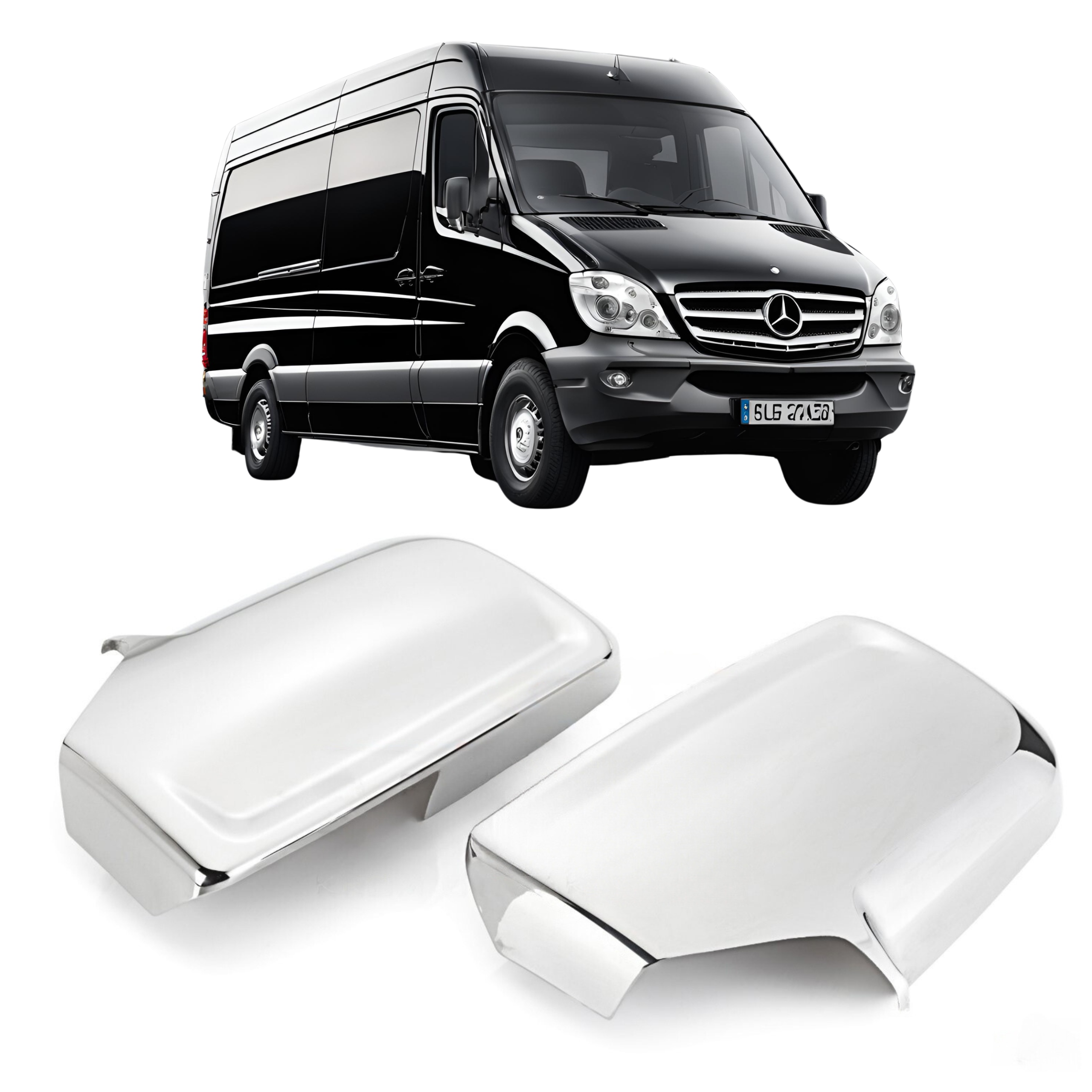 Krytky na zrcátka z chromovaného Abs materiálu Mercedes Sprinter W906 06-18