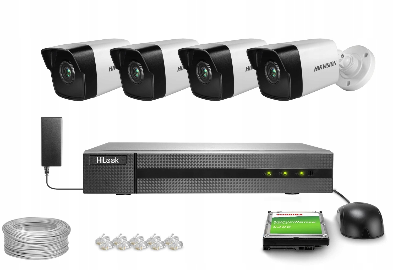 Sada na monitorovanie Ip kamery 4x DS-2CD1041G0-I/PL 4MPx Ir 30m Hikvision