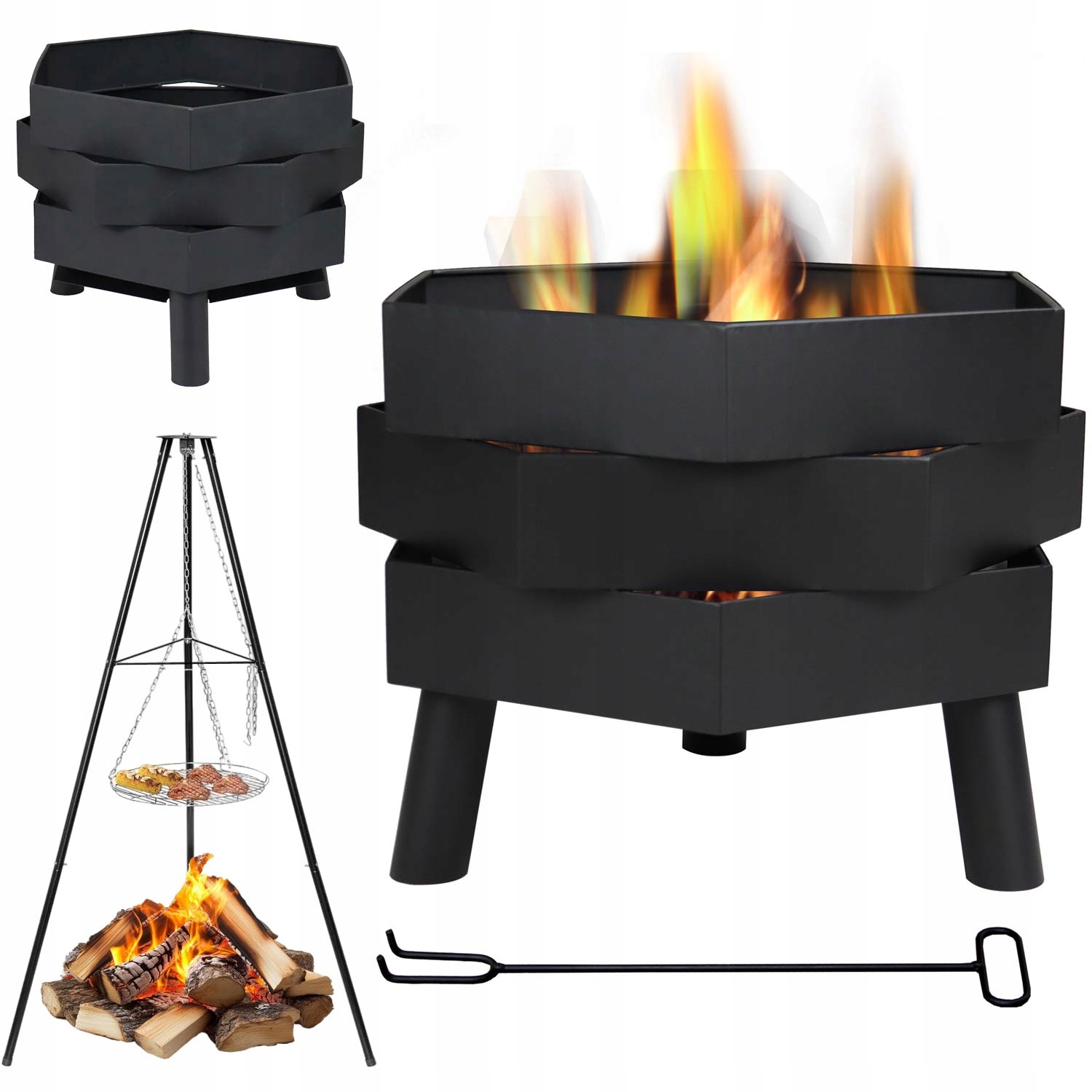 Oceľové Záhradné Ohnisko Trojnožka Rošt Gril Ohnisko Nerezové Pevné