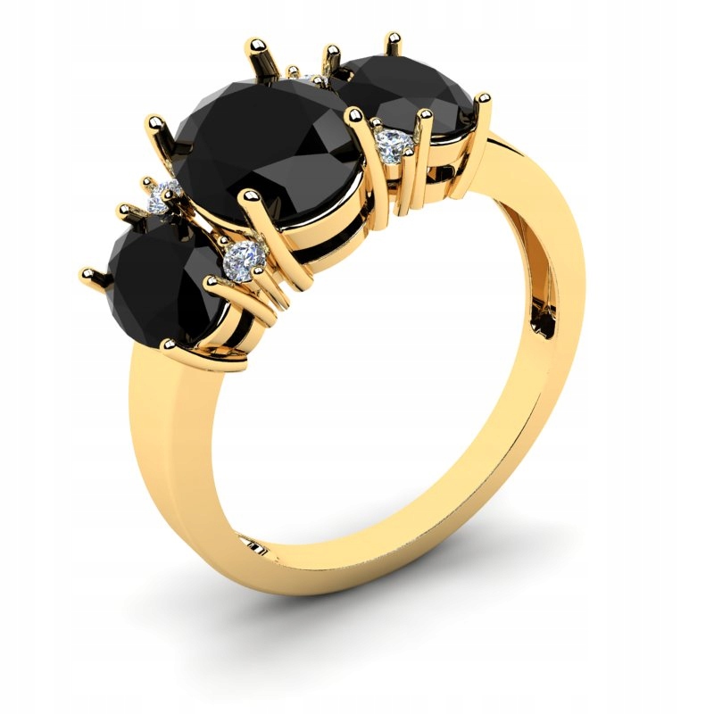 

Pierścionek Złoty Królewski Z Czarnymi Cyrkoniami