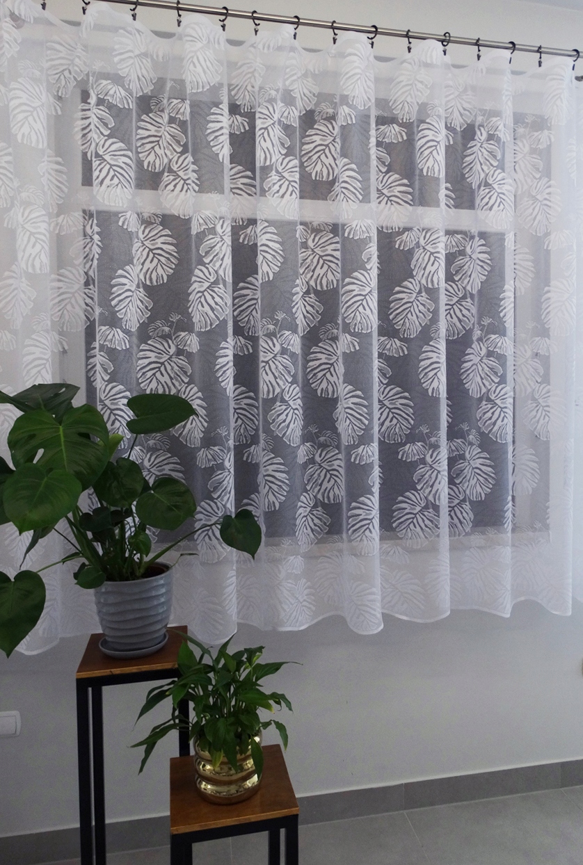 Mg Záclona Listy monstera 34949 Bílá 500x160 cm hotová obšitá M