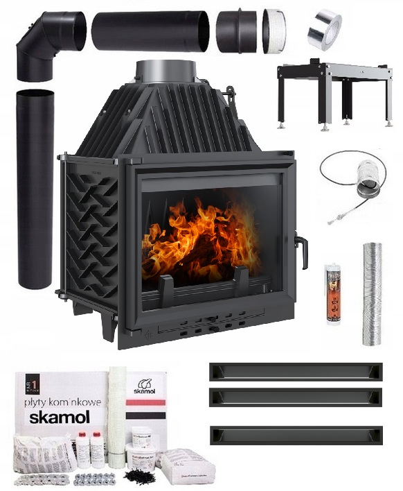 Komínová Vložka Litinová Zuzia Eco 12 kW Set Trubky Lufty Desky