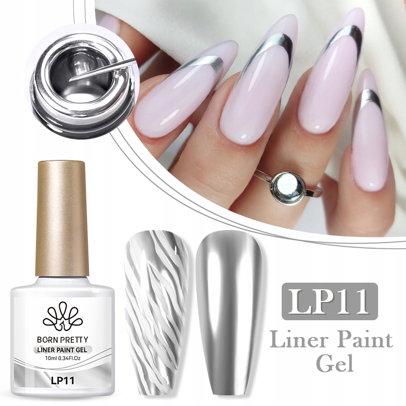 BORN PRETTY - LINER PAINT GEL UV/LED - Żel do Zdobień z Pędzelkiem - LP11