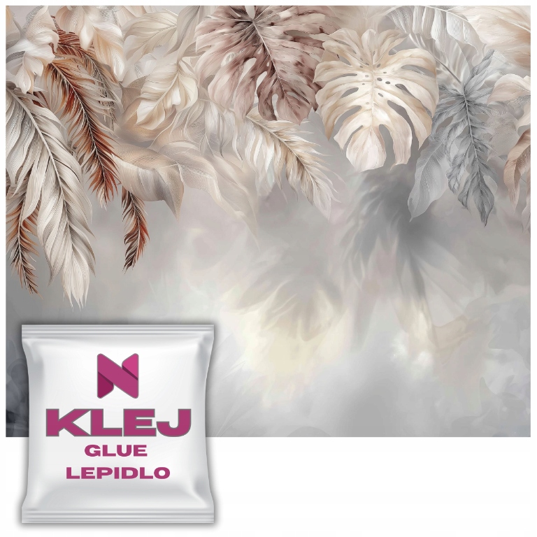 Fototapeta Listy Boho Akvarel Tapeta do předsíně Béžová Šedá 240x360