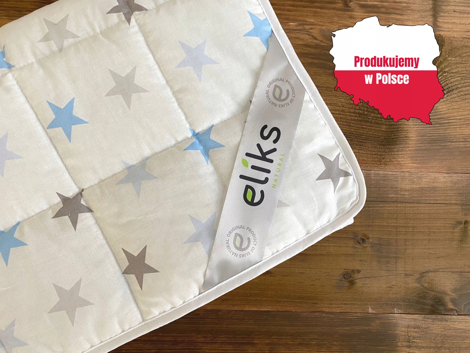 Kołdra obciążeniowa Eliks 140 cm x 200 cm 6 kg biała w gwiazdki