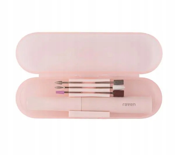 Frezarka do paznokci Raven EPP001 Akumulatorowa 6 Końcówek Etui Różowa