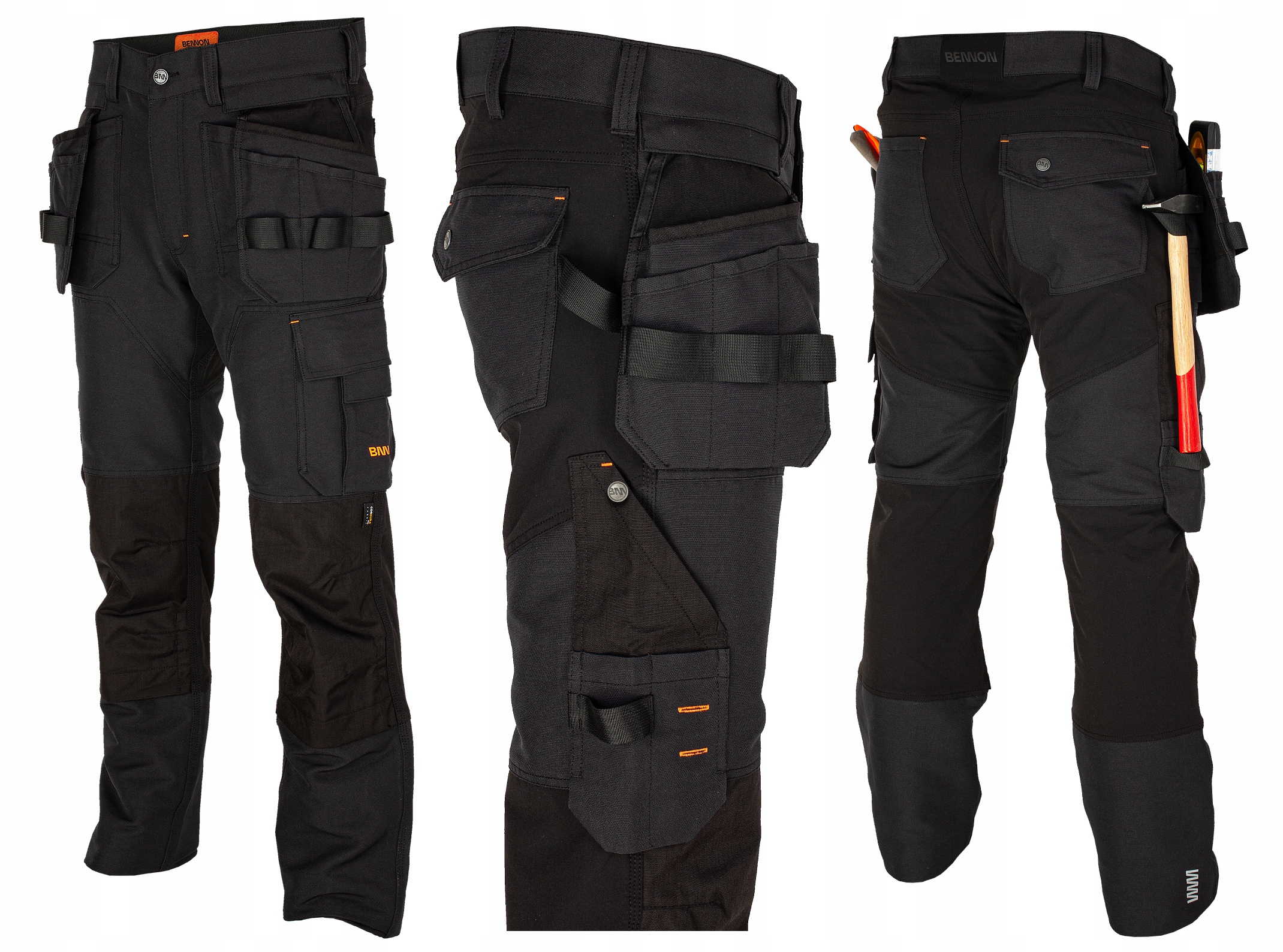 Spodnie Robocze Elastyczne Mocne Kieszeń Na Nakolanniki Erebos Black 48