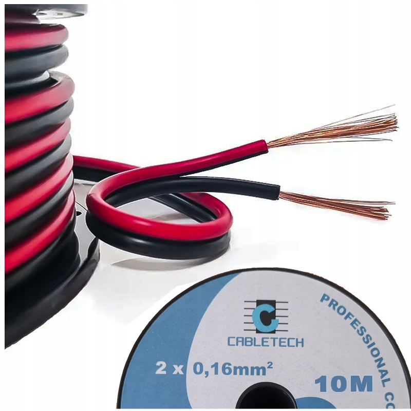 

Przewód Kabel 2 żyły 0.16mm2 czarno czerwony 10m