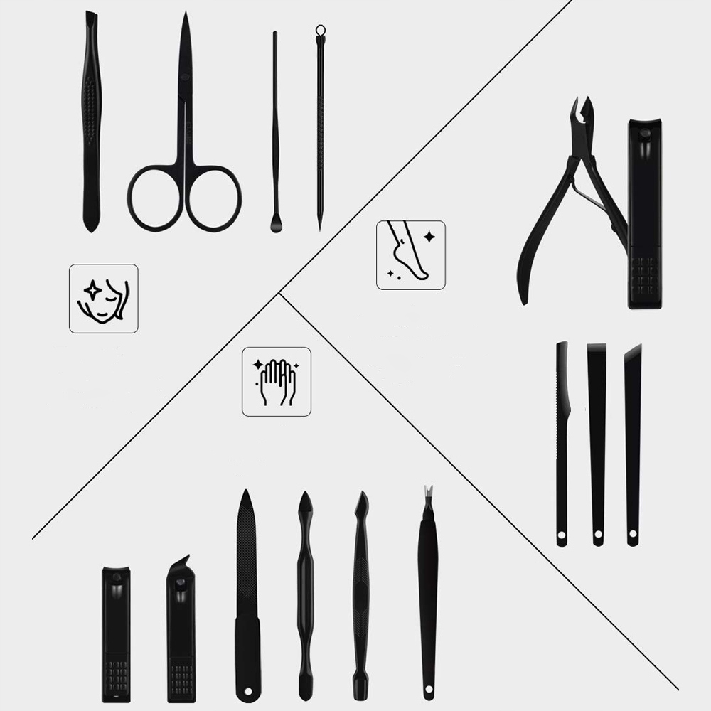 ZESTAW 16 PRZYBORÓW PRZYBORNIK DO MANICURE PEDICURE PAZNOKCI CĄŻKI OBCINACZ Kod producenta 06224