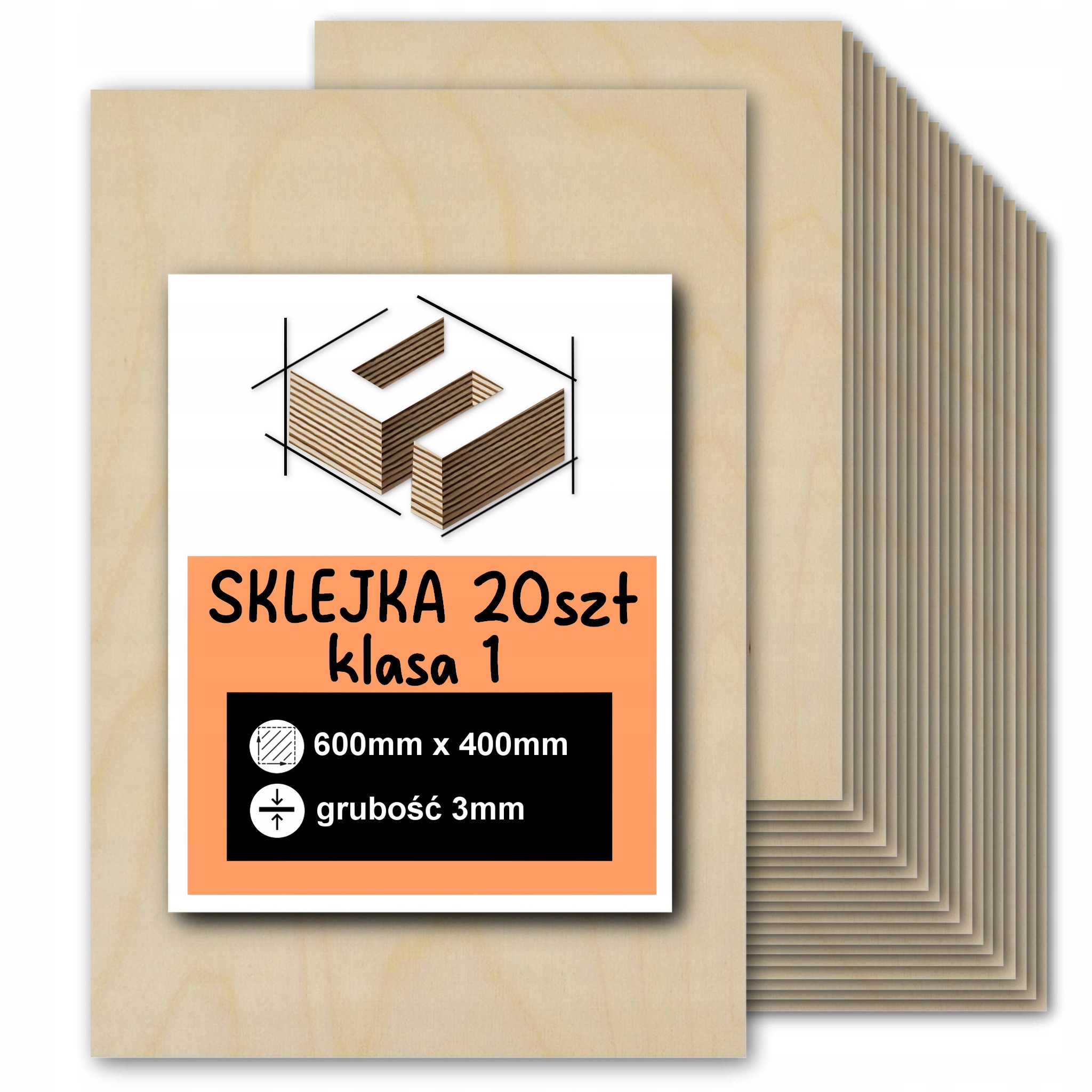 Překližka 3 mm Formatka Pro Laser Cnc Gravírování 40x60 cm 400x600 mm Třída 1 20 ks