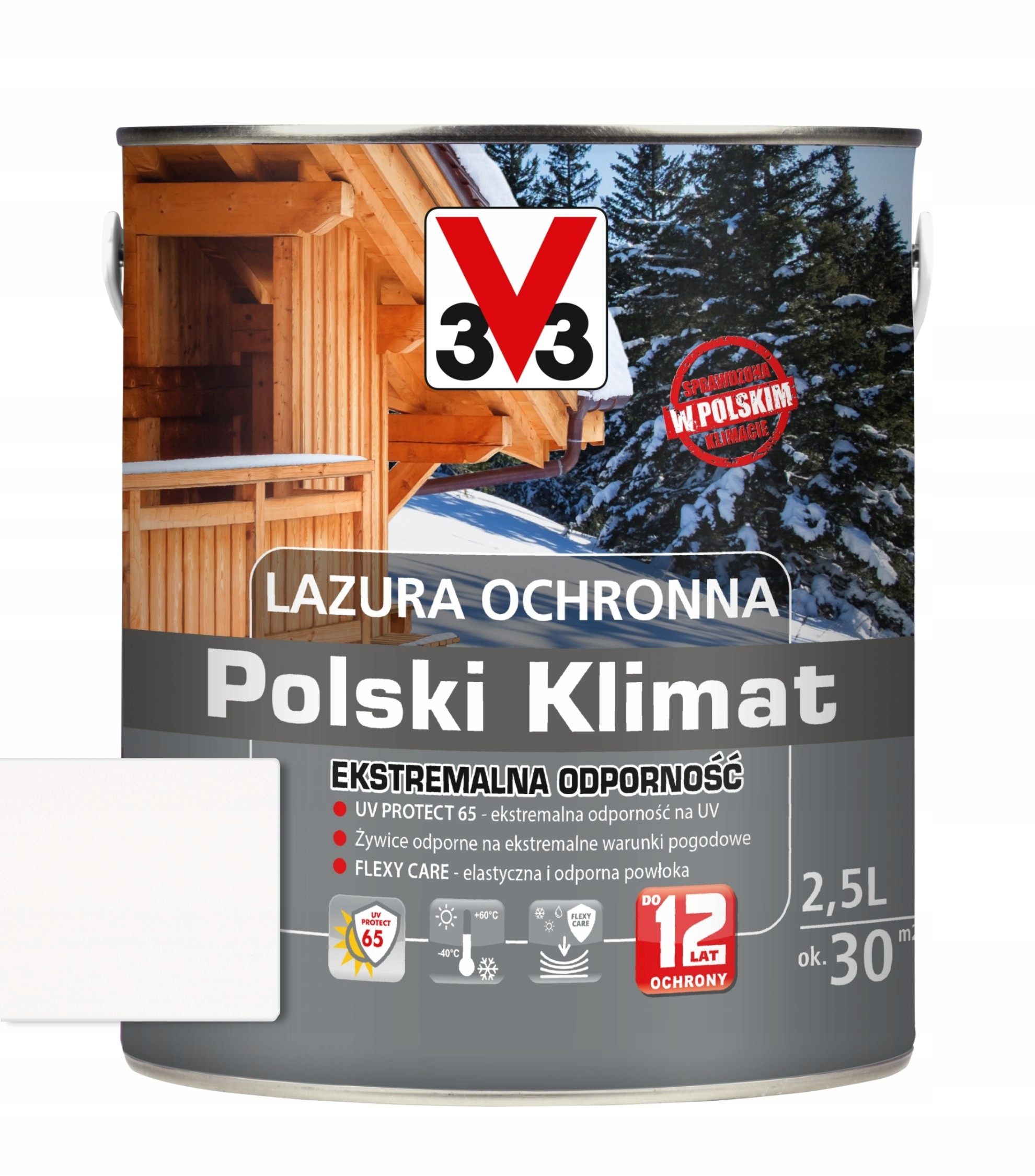 

V33 Lazura extramalnie odporna Biały alpejski 2,5L