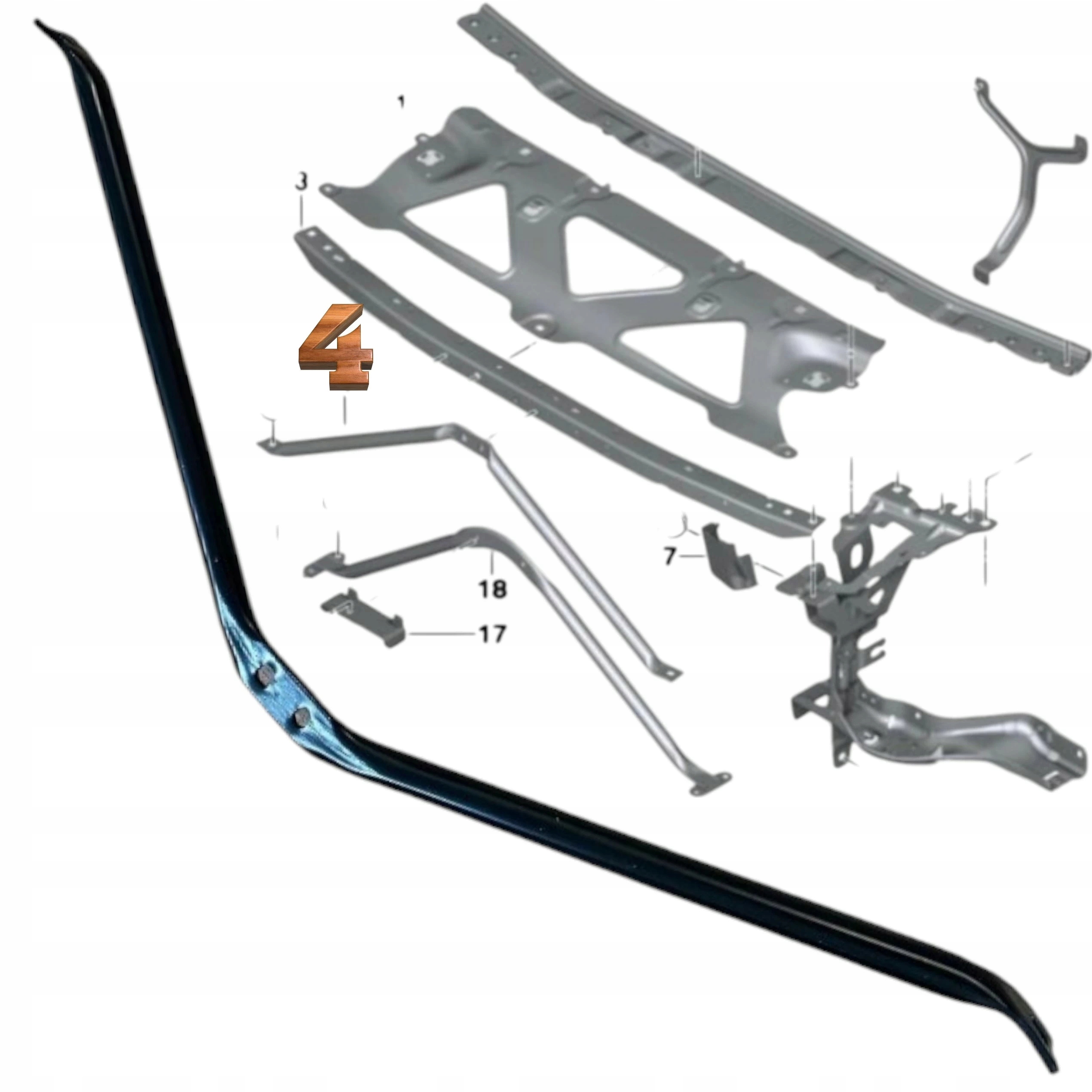 Podpěra V příčka V-ka zesílení Bmw 5 G30 G11 G14 F91 G32 7409749