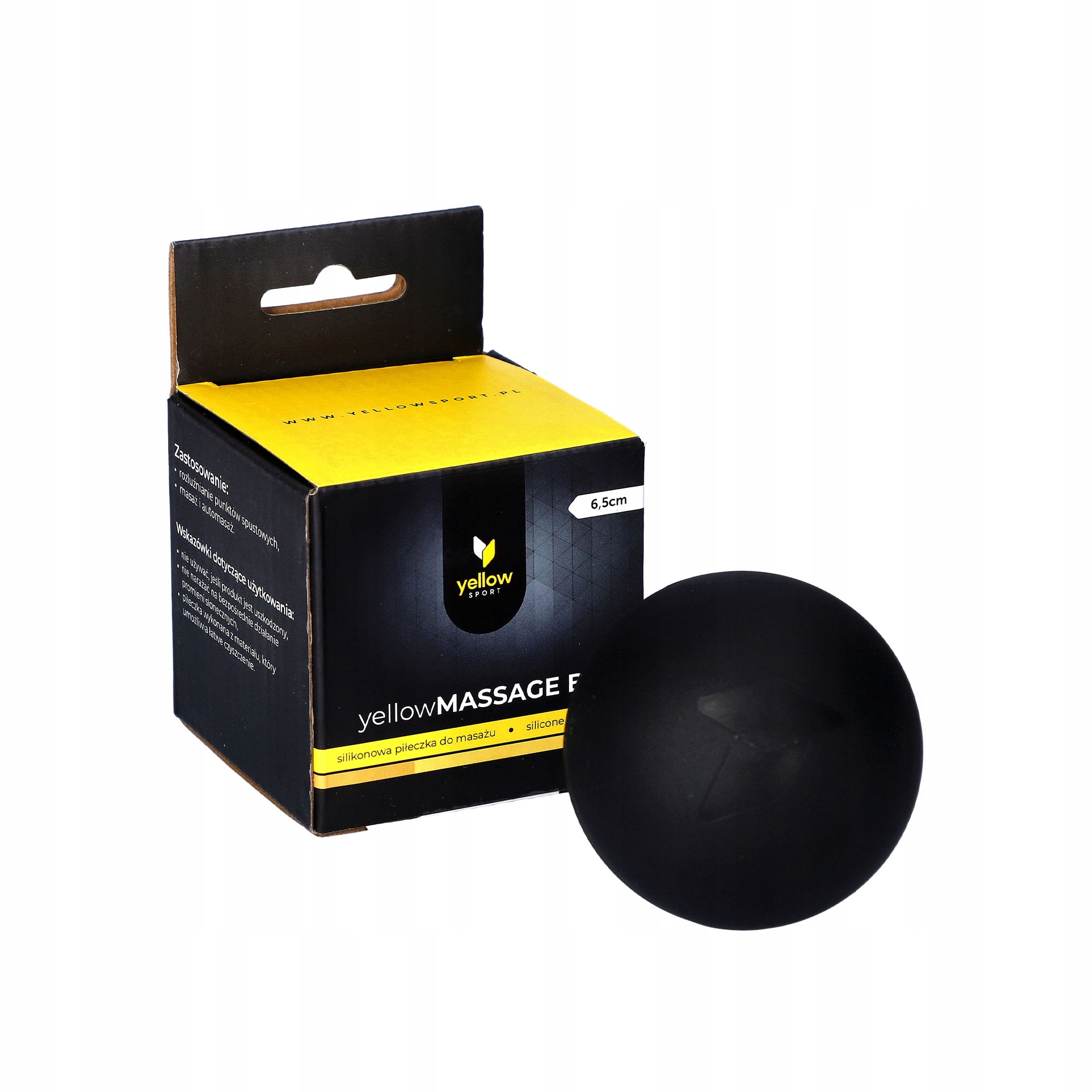 Piłeczka fizjoterapeutyczna do masażu stóp twarda gumowa yellowSPORT 6,5cm