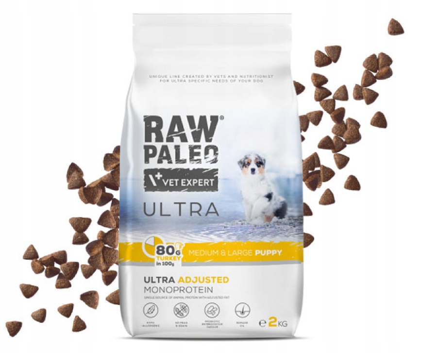 Levně Raw Paleo Ultra Turkey Medium Large Puppy 2kg Krmivo pro psy