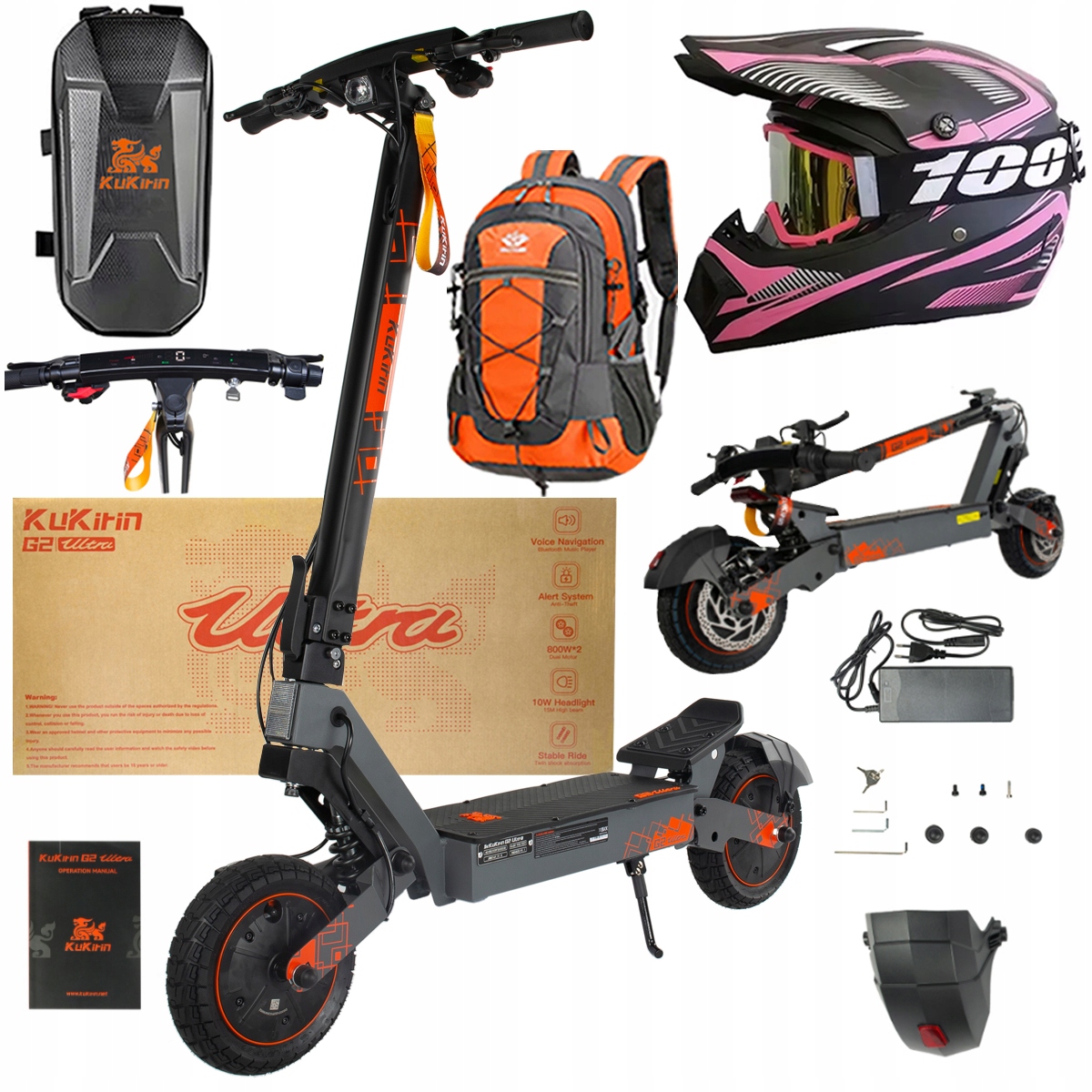 Kukirin G2 Ultra elektrické vozidlo 2000W 55km/h 55KM 48V18Ah 10" dárky