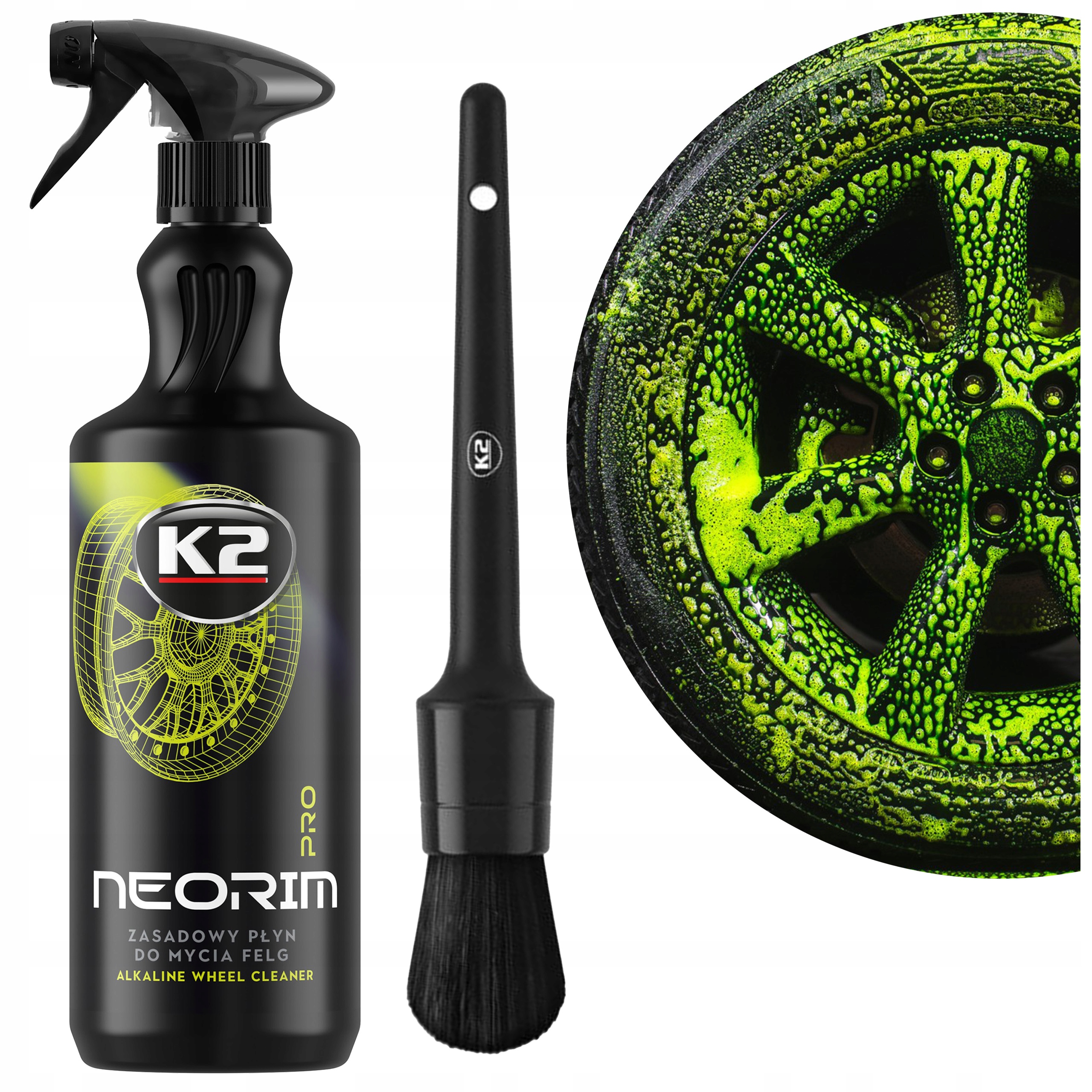 K2 Neorim Pro 1L Zasadowy Płyn Pędzel do mycia czyszczenia felg