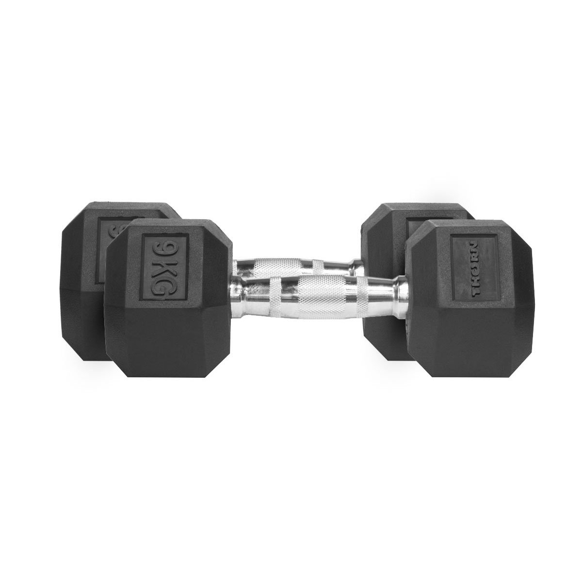 Hantle Heksagonalne Gumowe Zestaw Thorn Fit Hex Rubber Dumbbell 2x9KG