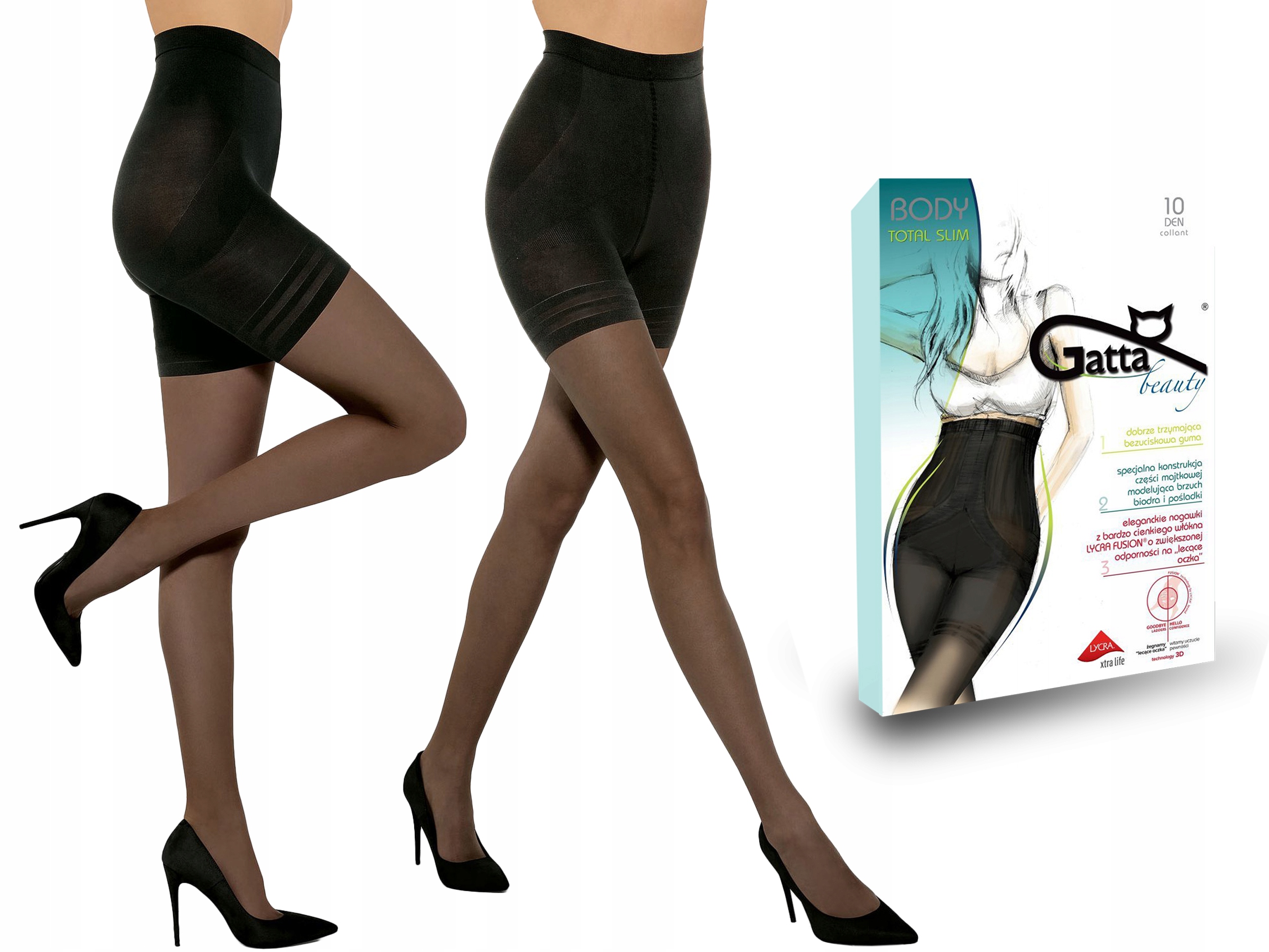 

Rajstopy Gatta Body Total Slim, 10 den, nero, 4-L