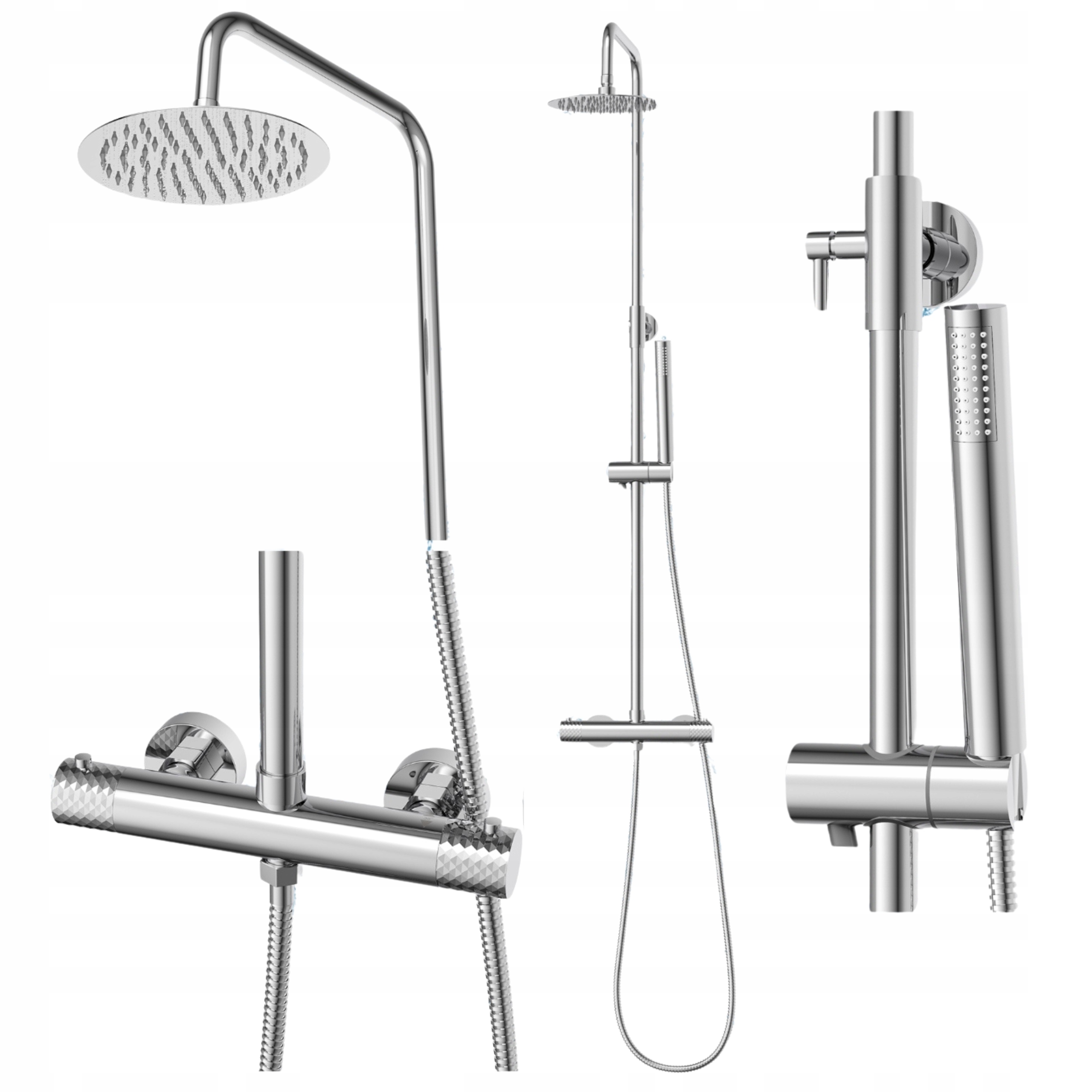 Termostatický sprchový sprchovací set Glami s dažďovou sprchou, chróm