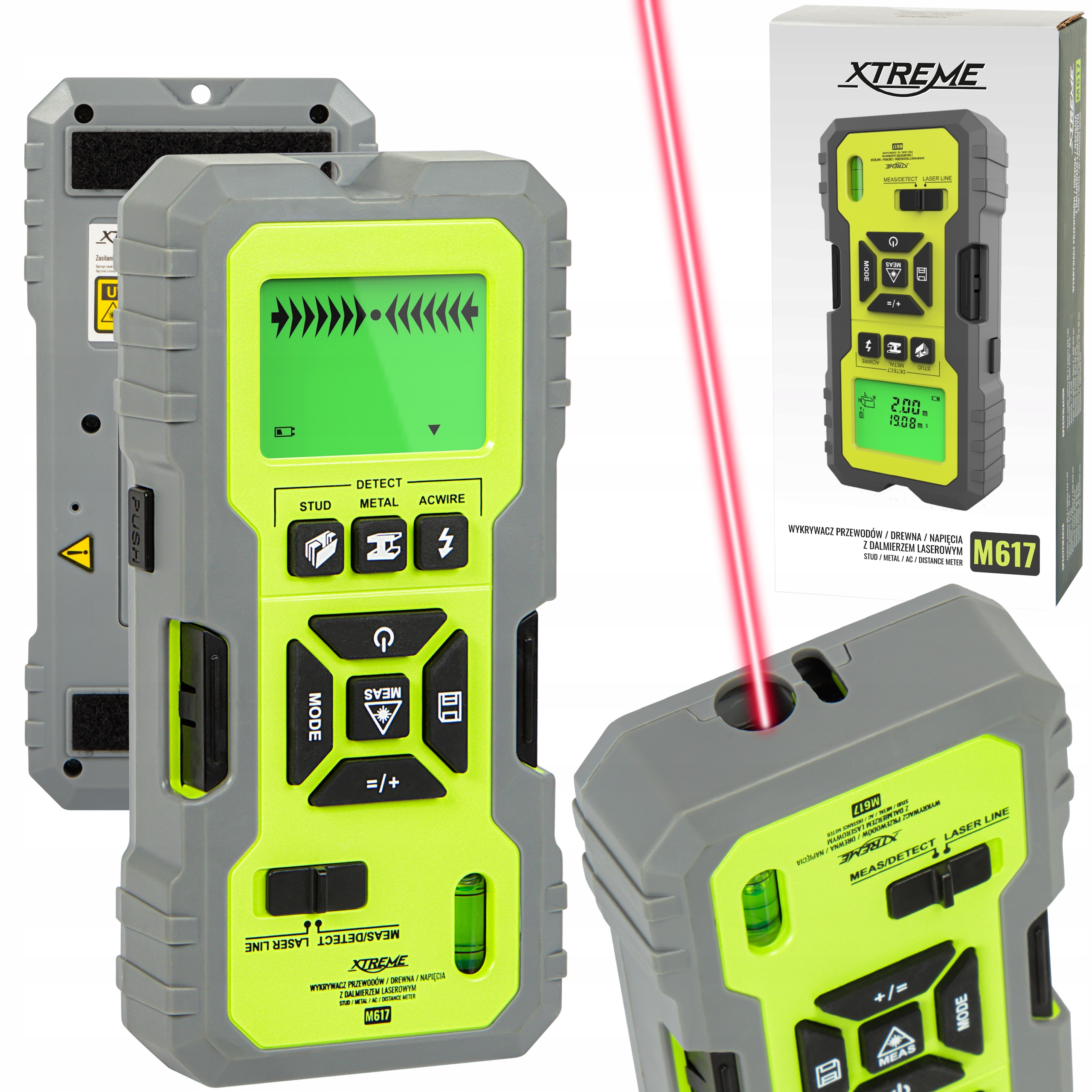 Detektor 5V1 Detektor Dřeva, Kovů, Napětí Vodičů, Laserový Dálkoměr