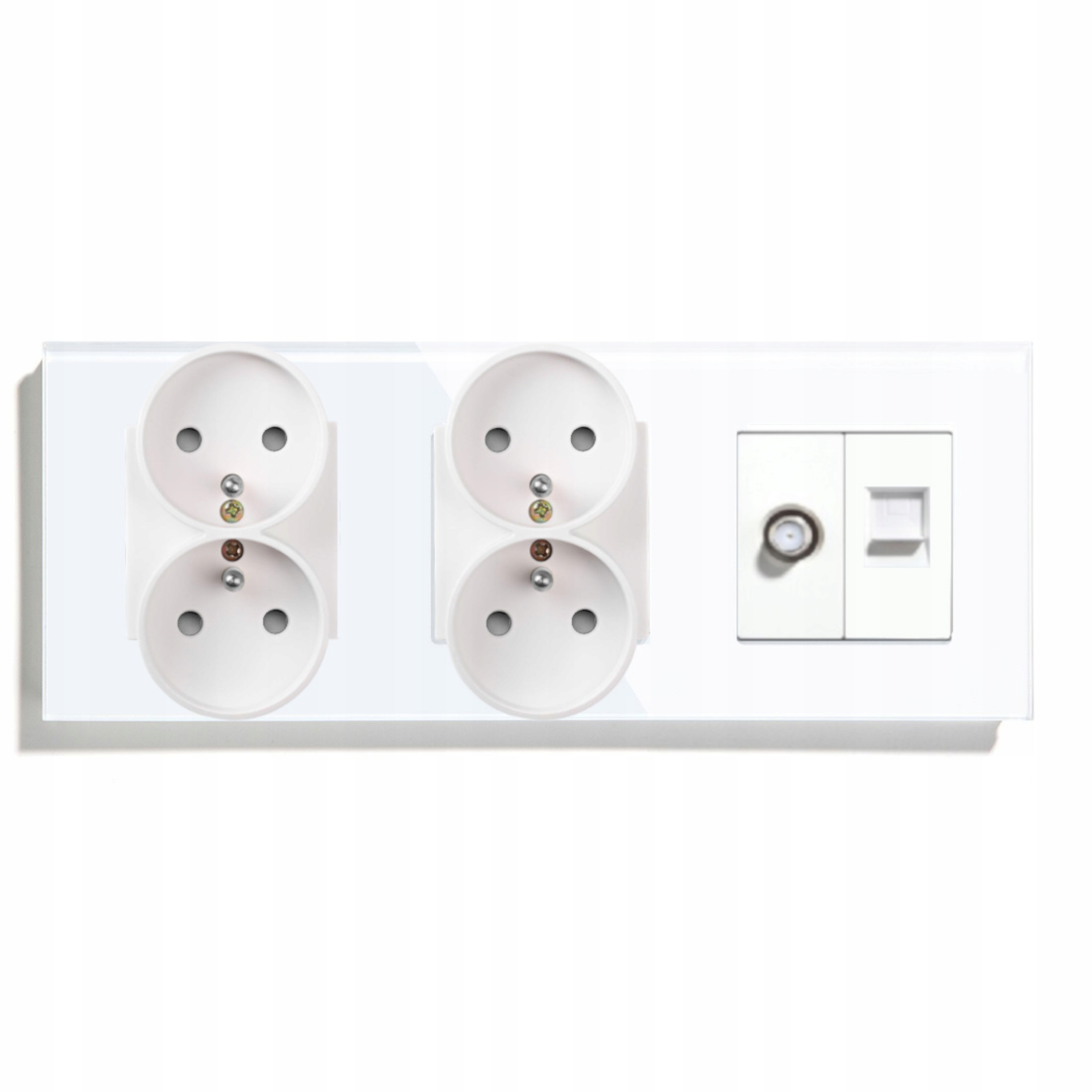 Elektrická Skleněná Zásuvka Trojitá 3F 229 mm Satelit Internet RJ45