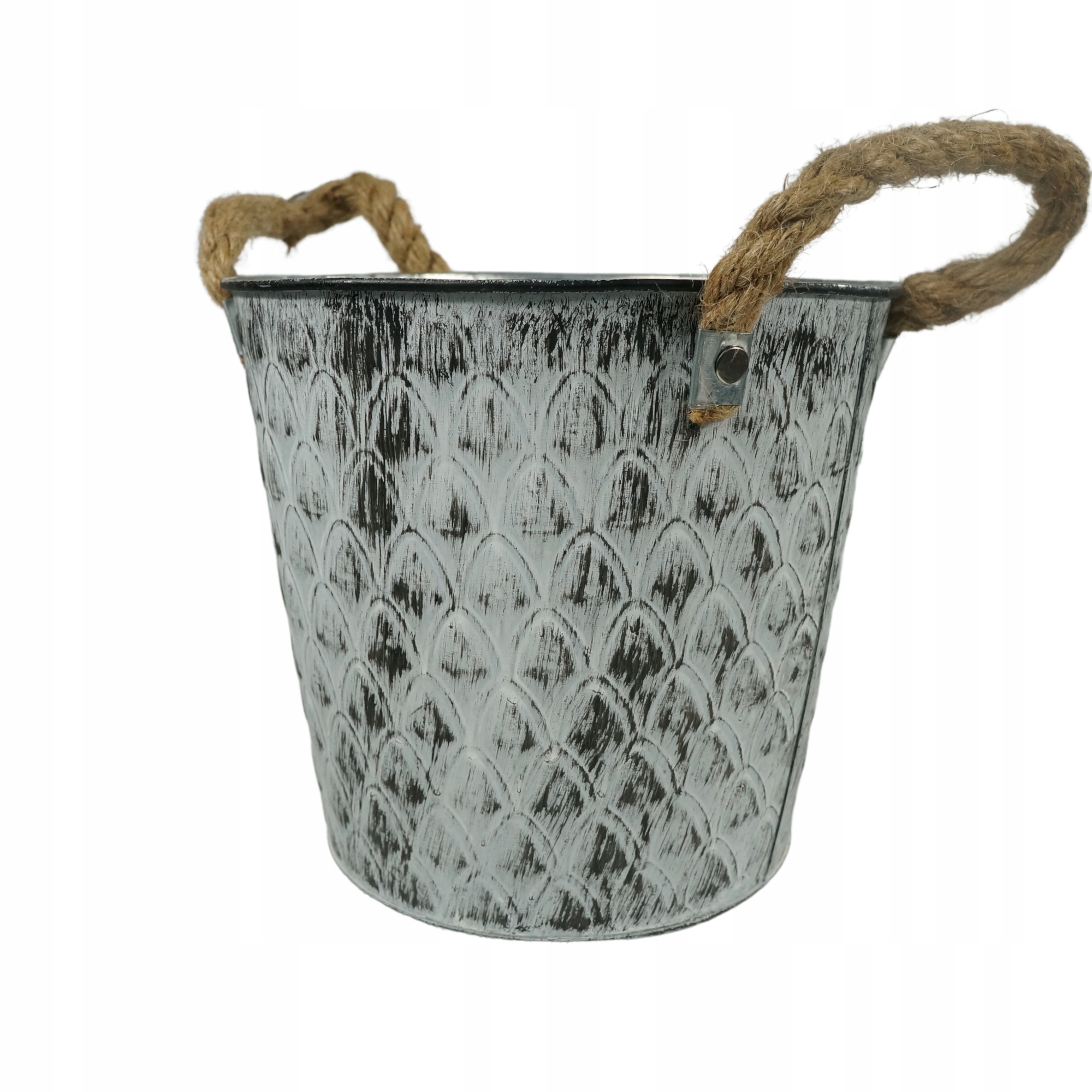 

Metalowa osłonka doniczka wiaderko uchwyty 18 cm