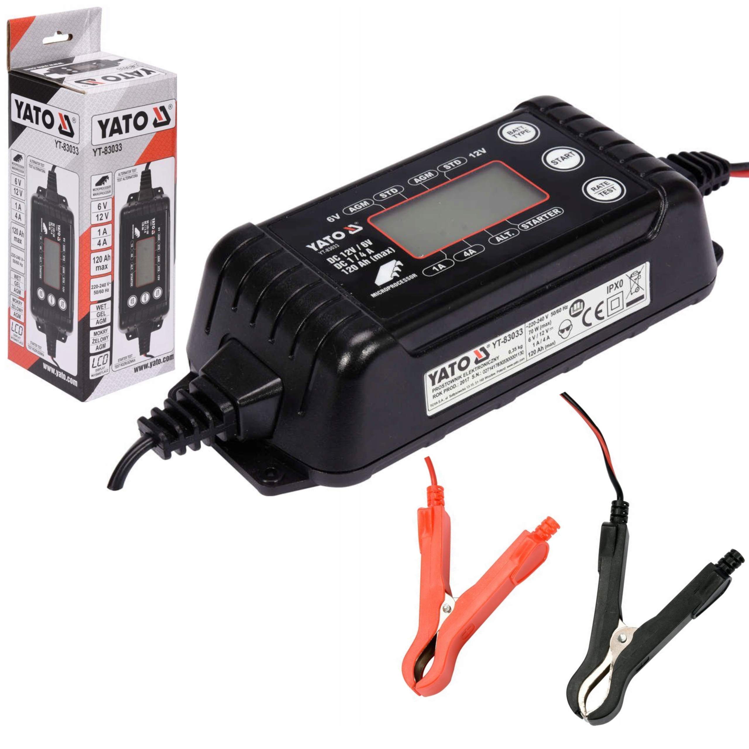 YATO PROSTOWNIK ELEKTRONICZNY LCD 6V 12V 1A / 4A EAN (GTIN) 5906083029967