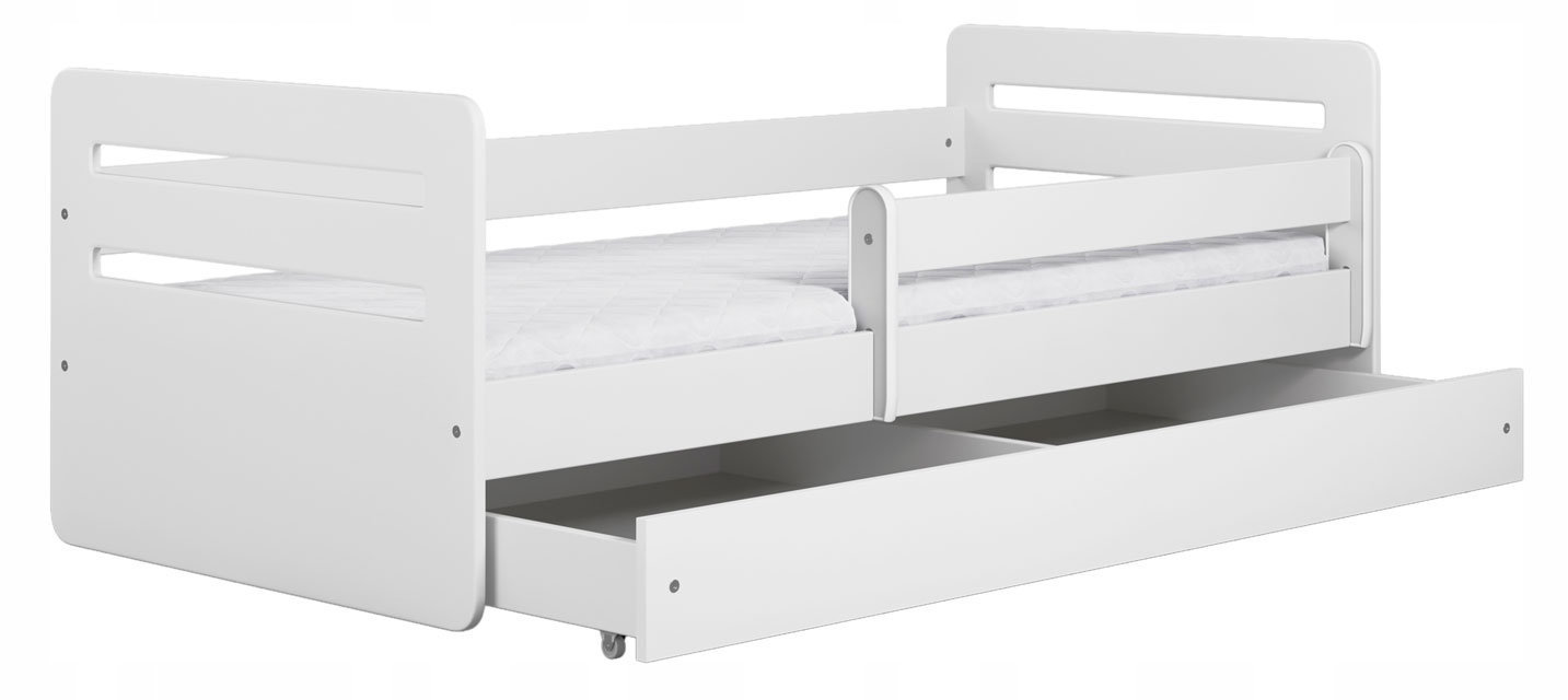 BIAŁE ŁÓŻKO DZIECIĘCE Z SZUFLADĄ BARIERKĄ = 80X180 Typ łóżko pojedyncze