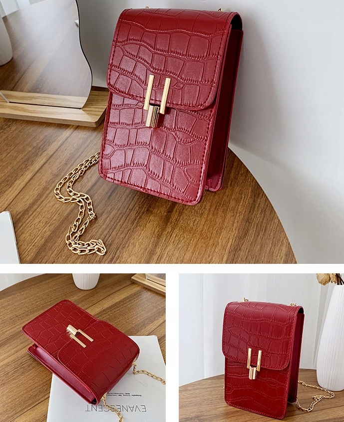 Torebka Kopertówka Listonoszka łańcuch na telefon Styl miejski