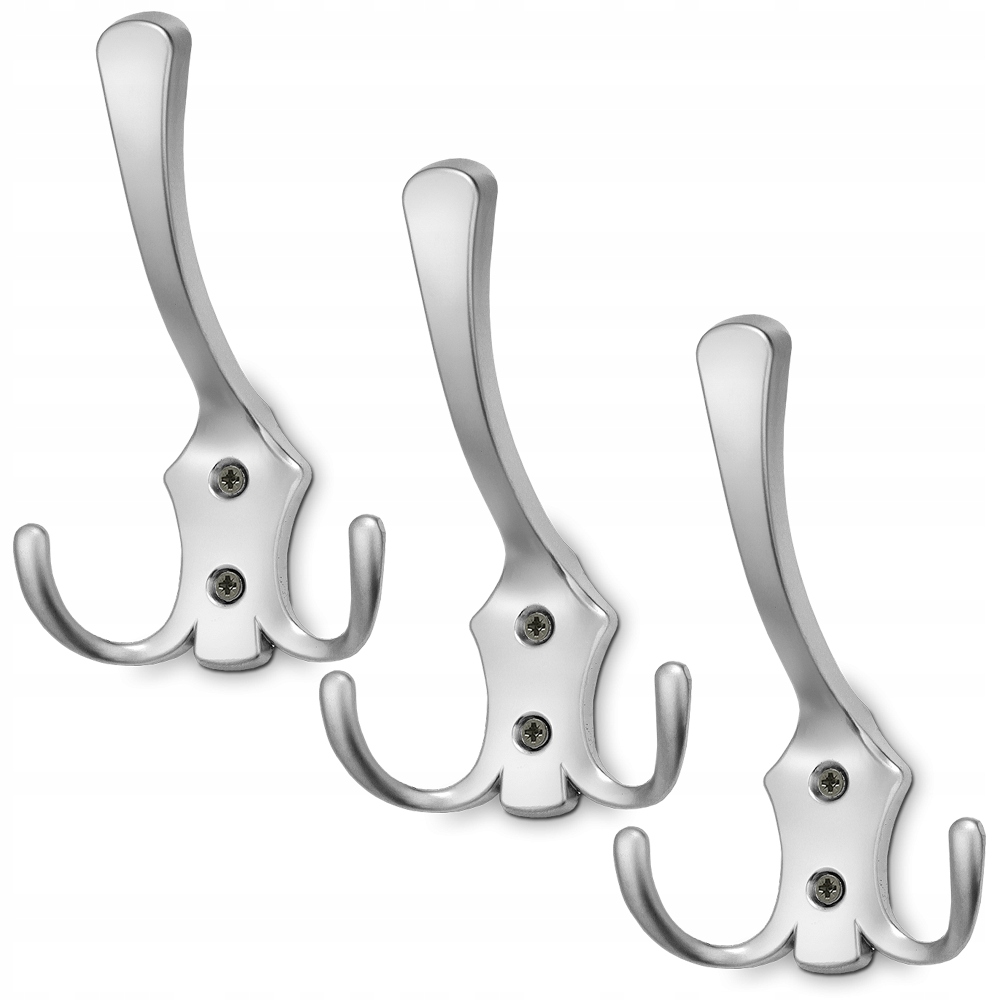 

3x Wieszak Haczyk Ścienny Na Ubrania Aluminiowy
