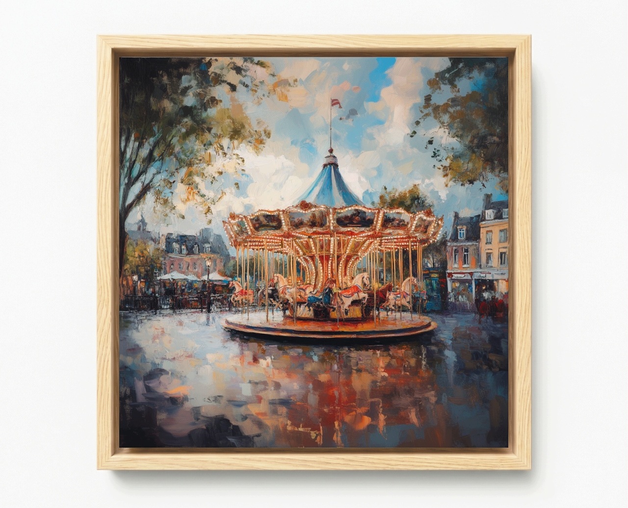 Obraz Rám American Box Město Trh Náměstí Kamínky Karusel Retro 40x40