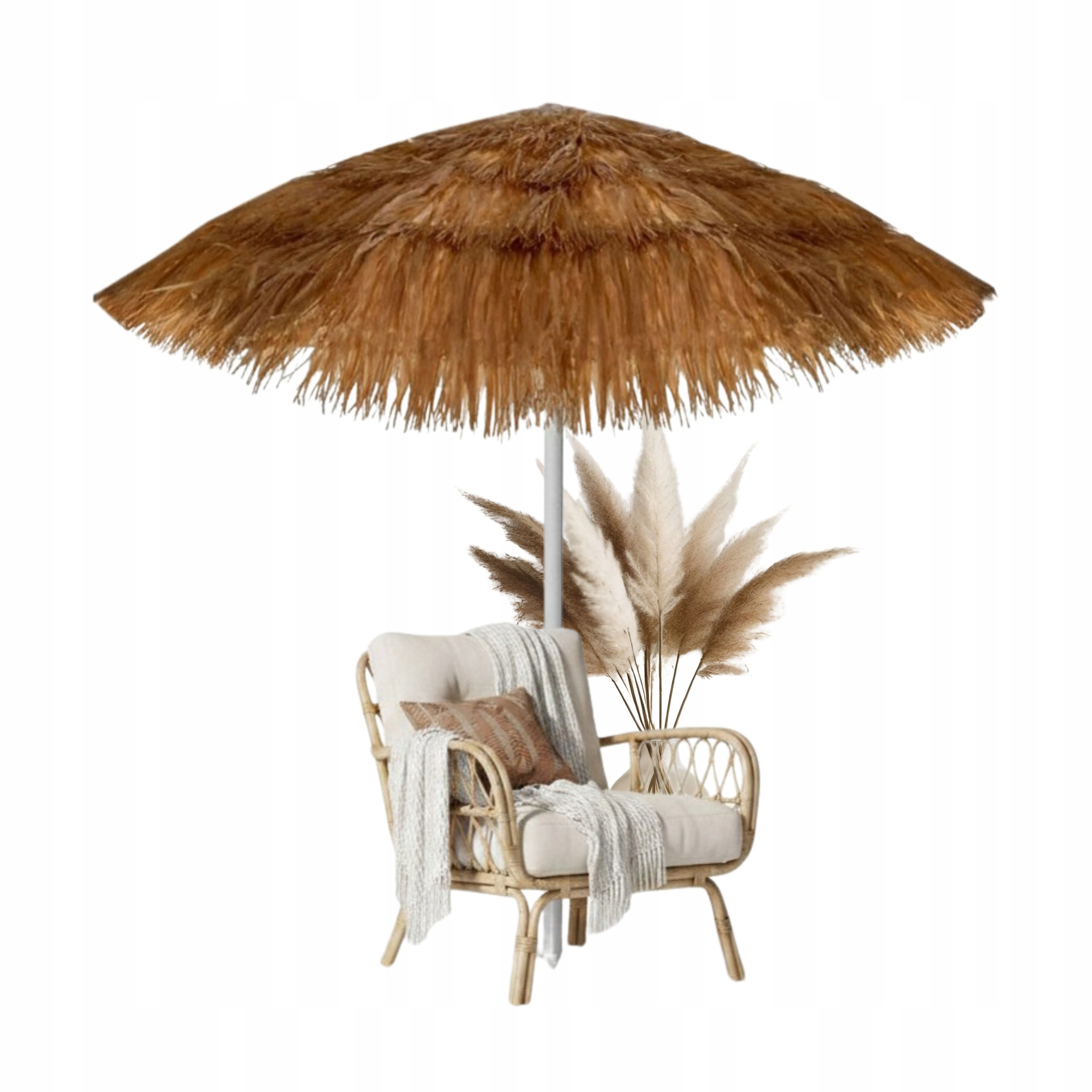 Parasol plażowy ogrodowy tarasowy jedyny w swoim rodzaju Bahama Hawaii Brąz