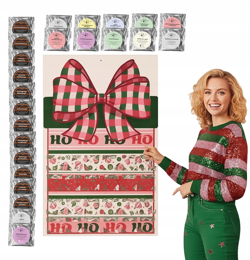 Adventní kalendář s ochucenými kávami a sypanými čaji, 24 různých příchutí