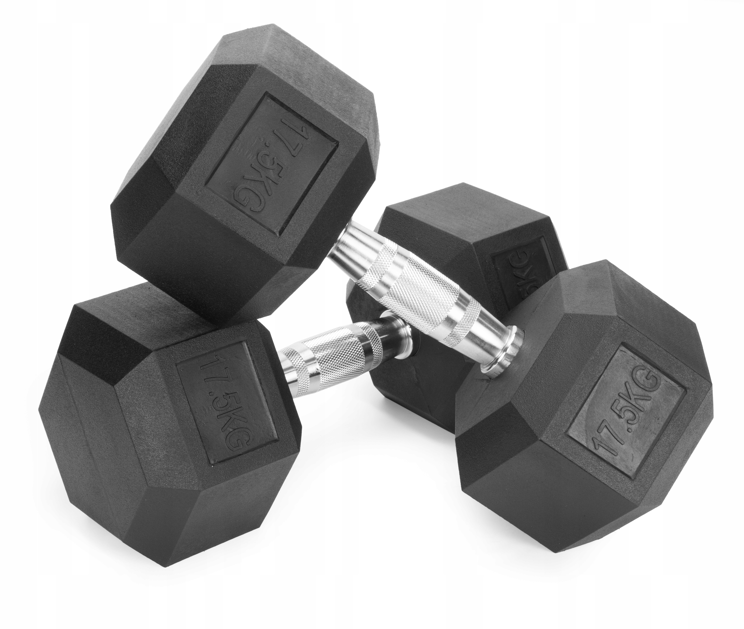 Hantle stałe 2x17,5kg żeliwne gumowane ZESTAW 35kg HEX do treningu SOLIDNE