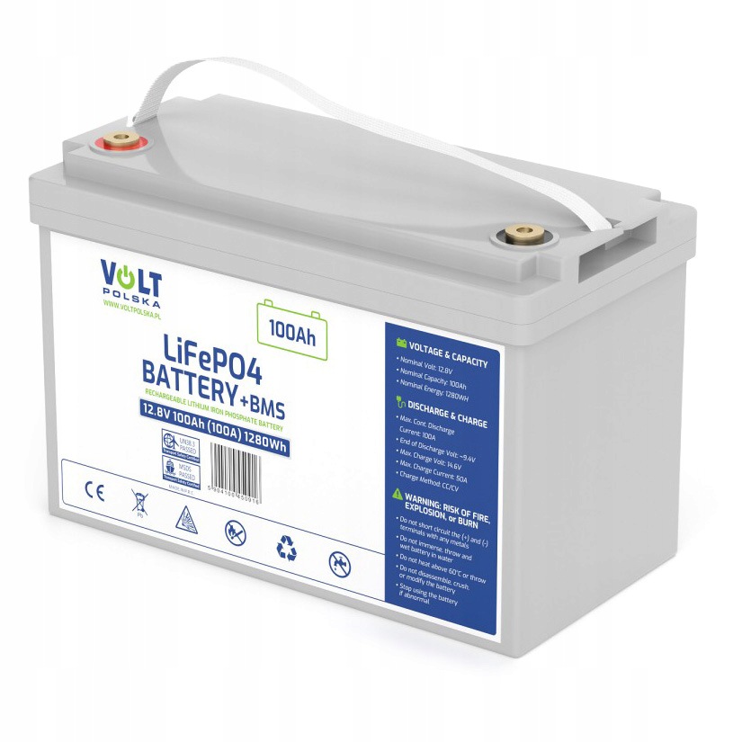 Akumulátor LiFePO4 12,8V 100Ah (100A) Bms bezúdržbový 6AKLI10012
